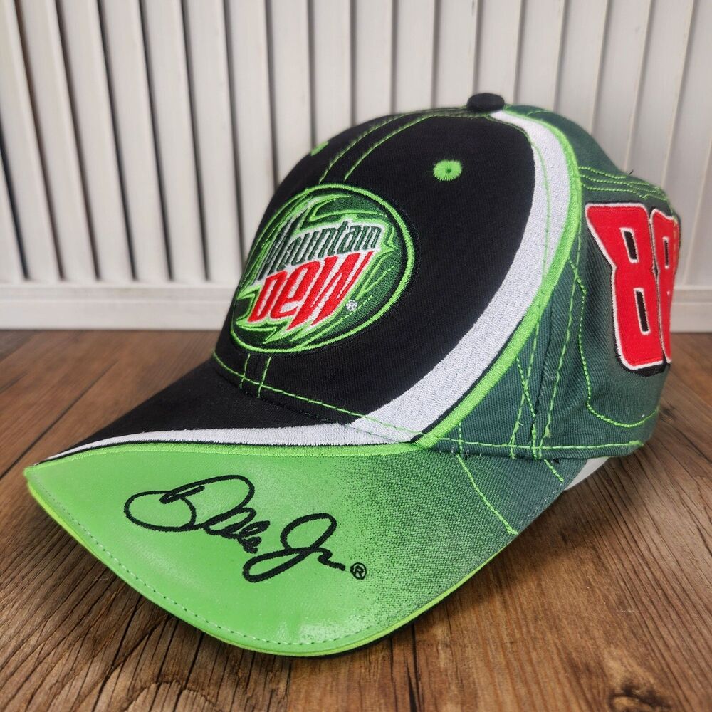 Chase Authentics Mountain Dew Green Black Racing Cap with Red Accents